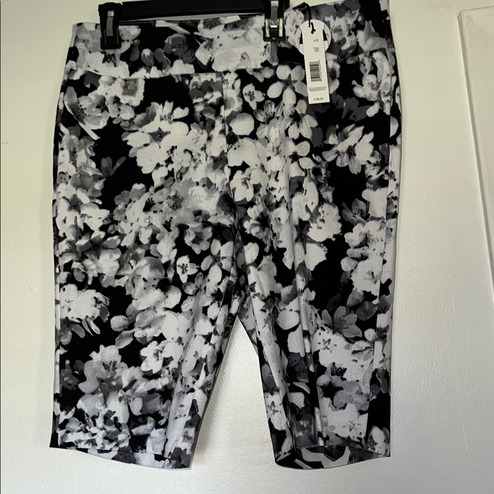 Floral Black and White Shorts